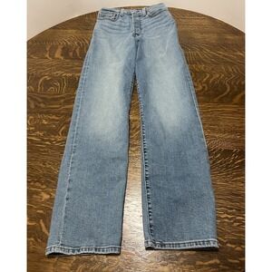 Levi's Ribcage Straight Jeans Womens 28 High Rise Light Wash Blue Denim